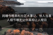 网曝今晚黑料社区大事记，惊人当事人细节曝光让你真相让人瞠目