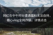网红在中午时分遭遇猛料无法自持，糖心vlog全网炸锅，详情点击