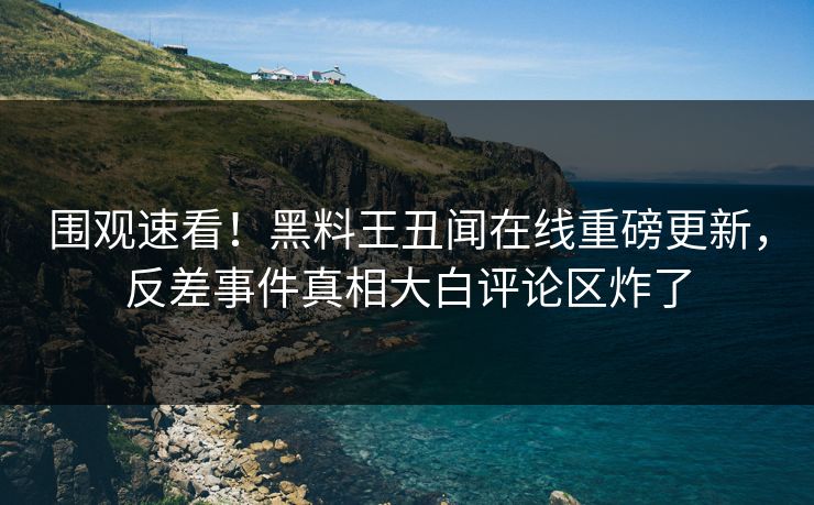 围观速看！黑料王丑闻在线重磅更新，反差事件真相大白评论区炸了