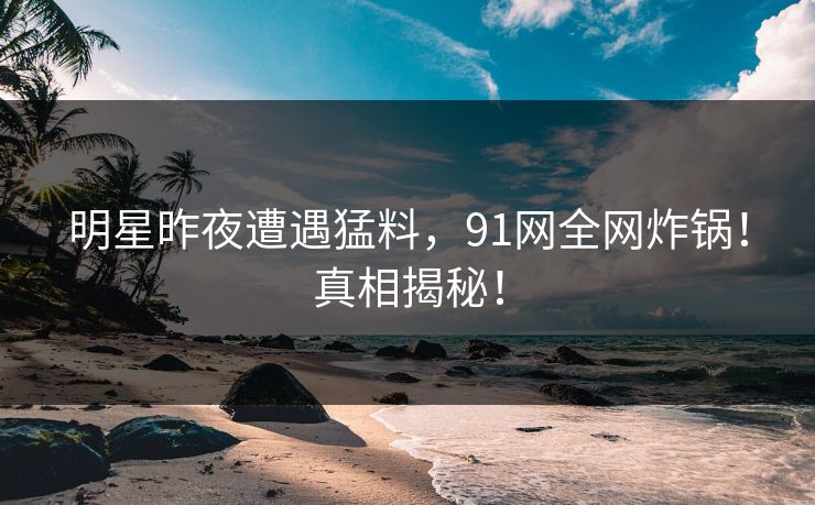明星昨夜遭遇猛料，91网全网炸锅！真相揭秘！