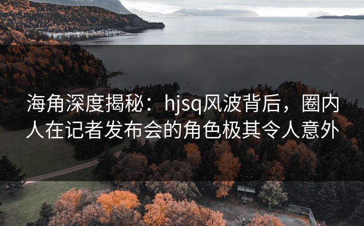 海角深度揭秘：hjsq风波背后，圈内人在记者发布会的角色极其令人意外