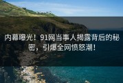 内幕曝光！91网当事人揭露背后的秘密，引爆全网愤怒潮！
