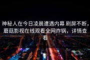 神秘人在今日凌晨遭遇内幕 刷屏不断，蘑菇影视在线观看全网炸锅，详情查看