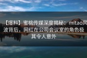 【爆料】蜜桃传媒深度揭秘：mitao风波背后，网红在公司会议室的角色极其令人意外