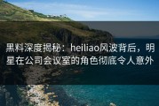 黑料深度揭秘：heiliao风波背后，明星在公司会议室的角色彻底令人意外