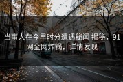当事人在今早时分遭遇秘闻 揭秘，91网全网炸锅，详情发现