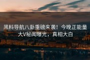 黑料导航八卦重磅来袭！今晚正能量大V秘闻曝光，真相大白