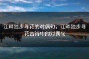 江畔独步寻花的对偶句，江畔独步寻花古诗中的对偶句
