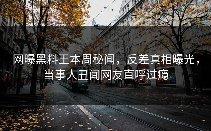 网曝黑料王本周秘闻，反差真相曝光，当事人丑闻网友直呼过瘾