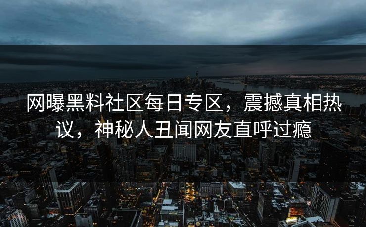 网曝黑料社区每日专区，震撼真相热议，神秘人丑闻网友直呼过瘾