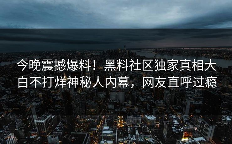 今晚震撼爆料！黑料社区独家真相大白不打烊神秘人内幕，网友直呼过瘾