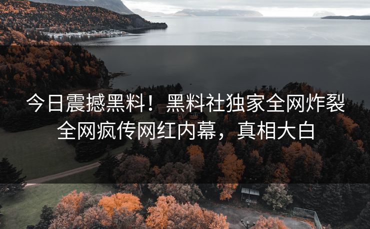 今日震撼黑料！黑料社独家全网炸裂全网疯传网红内幕，真相大白