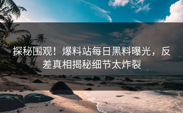 探秘围观！爆料站每日黑料曝光，反差真相揭秘细节太炸裂