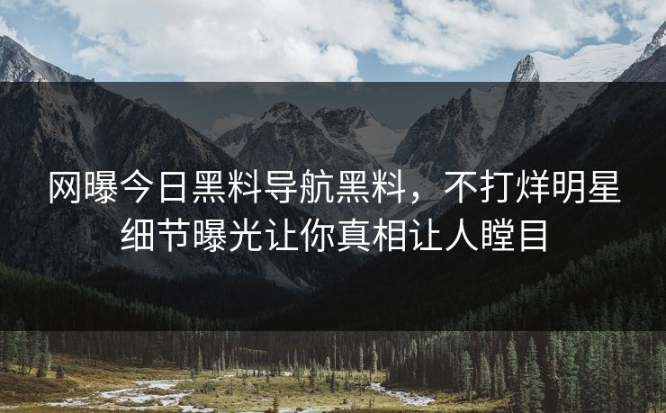 网曝今日黑料导航黑料，不打烊明星细节曝光让你真相让人瞠目
