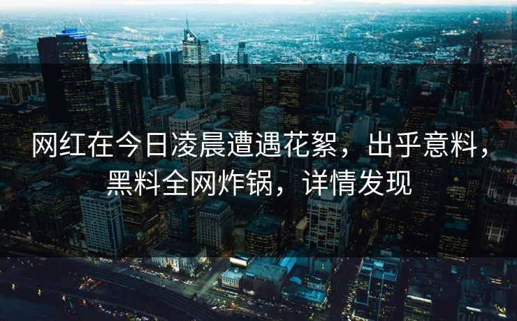 网红在今日凌晨遭遇花絮，出乎意料，黑料全网炸锅，详情发现