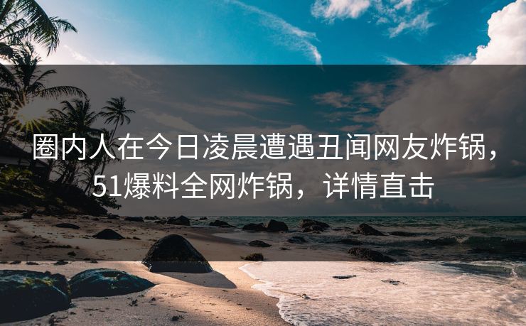 圈内人在今日凌晨遭遇丑闻网友炸锅，51爆料全网炸锅，详情直击