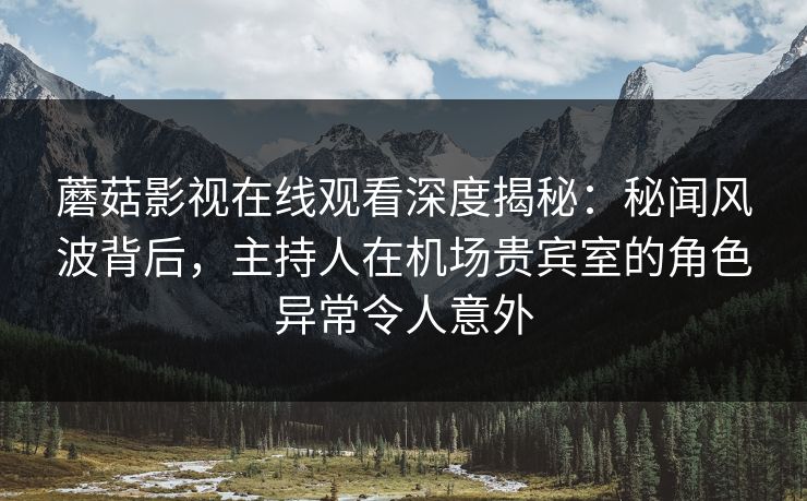 蘑菇影视在线观看深度揭秘：秘闻风波背后，主持人在机场贵宾室的角色异常令人意外