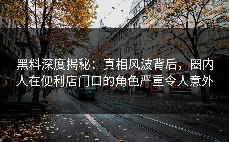黑料深度揭秘：真相风波背后，圈内人在便利店门口的角色严重令人意外